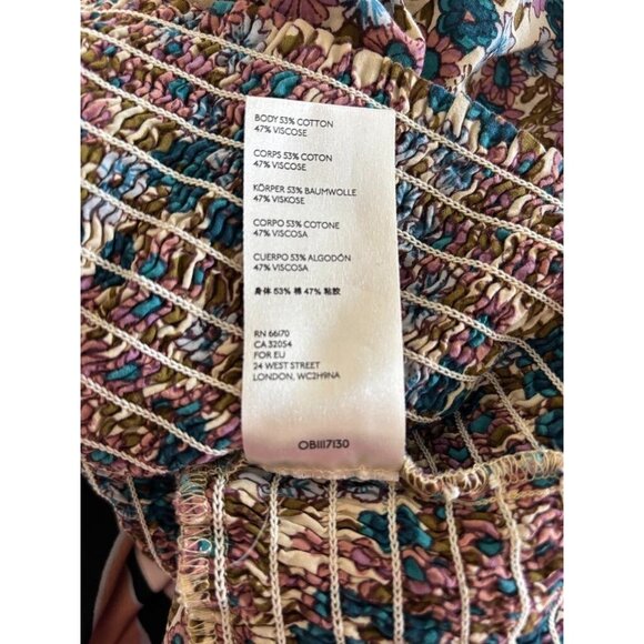 ANTHROPOLOGIE MAEVE Odette Smocked Blouse Size Small Floral 3/4 Sleeve V-Neck - Picture 10 of 10